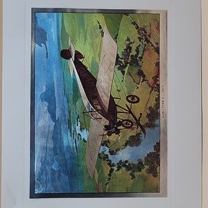 4 Vintage Mayo Olmstead Avro Type Wright Flyer Aircraft Color Foil Etch Print